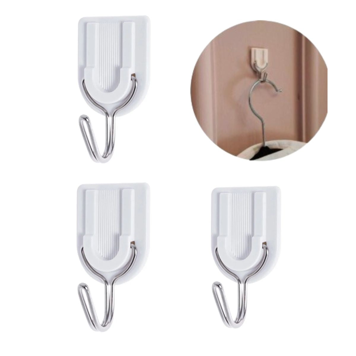 Ganchos Adesivo Multiuso Suporte P/ Pendurar - 3 Peças Ganchos Adesivo Multiuso Suporte P/ Pendurar - 3 Peças